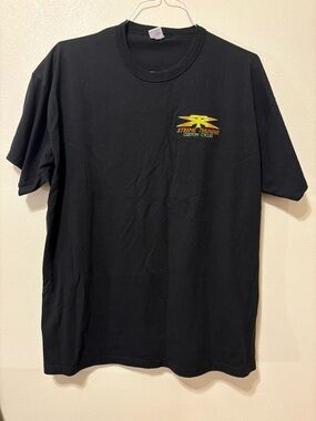 Russell Athletic Black Short Sleeve Tee with Yellow & Green Chest Graphic
